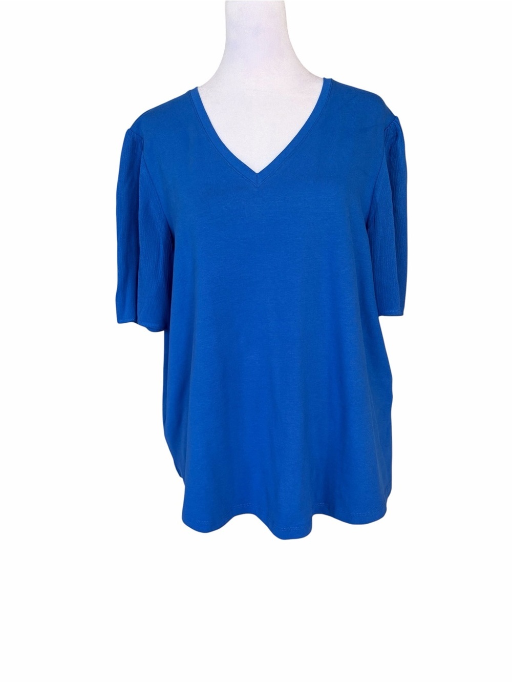 Chico's V-Neck Short Sleeve Tee in Bright Blue